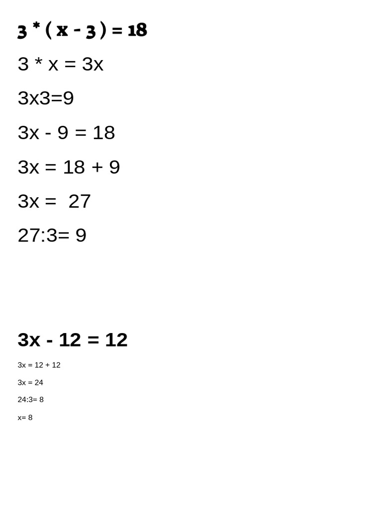 3 ( x - 3 ) = 18 | PDF