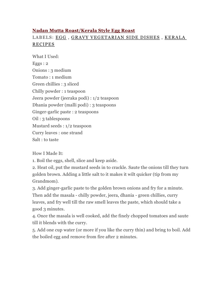 Nadan Mutta Roast | PDF