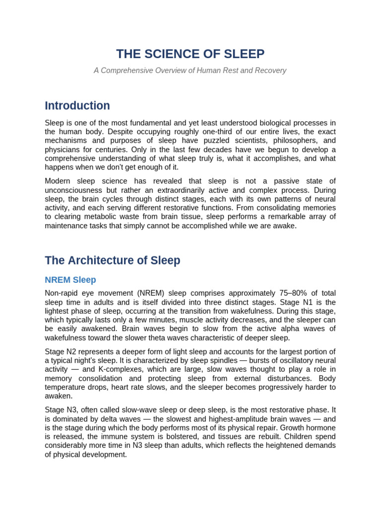 01 the Science of Sleep | PDF | Sleep | Sleep Disorder