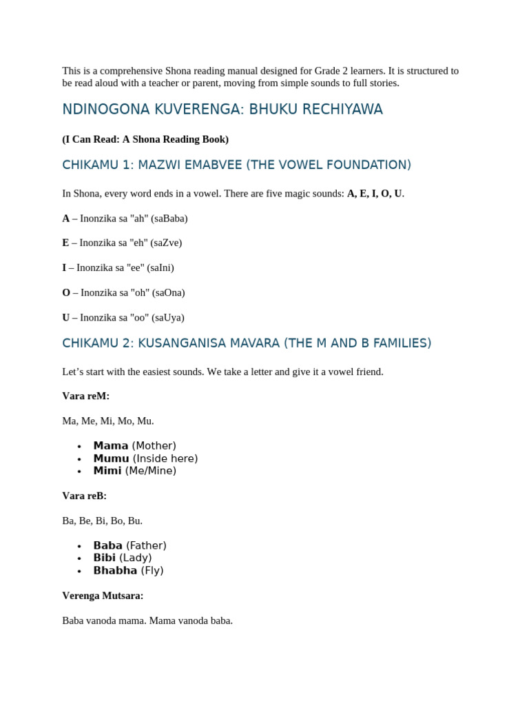 Bhuku Rechishona Grade Two | PDF