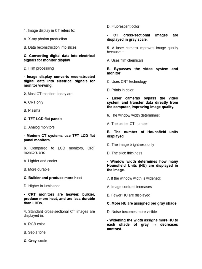 Computed Tomography - PRACTICE-TEST (With Answers) | PDF | Ct Scan ...