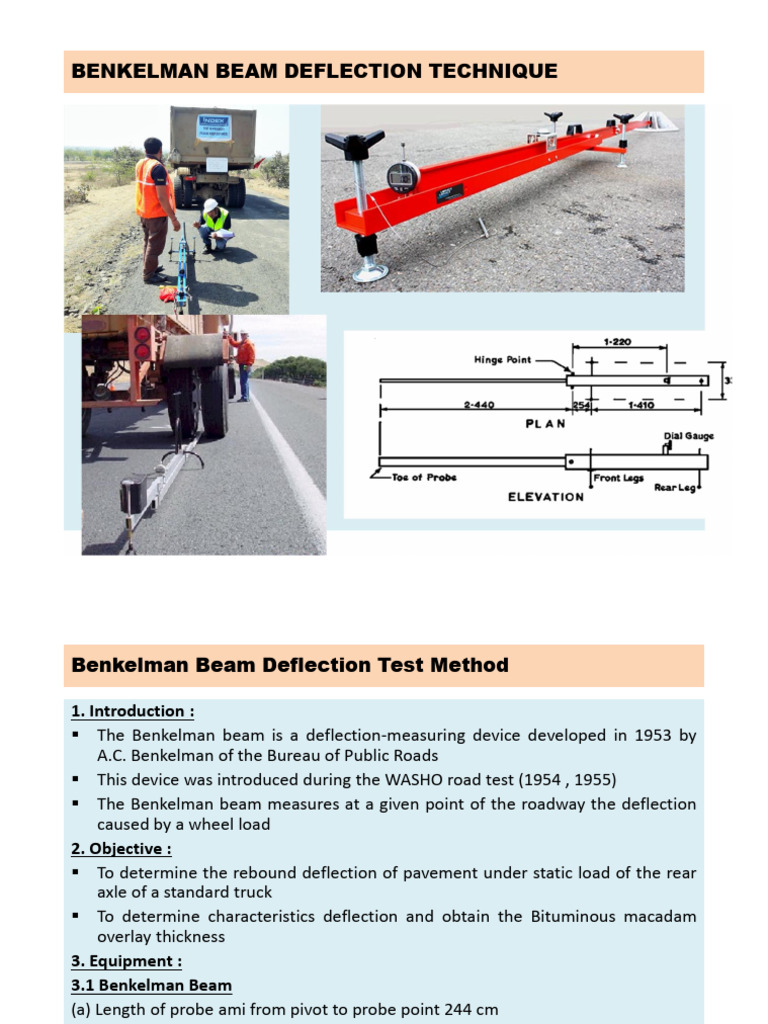 Benkelman Beam Deflection Test Procedure and Numerical | PDF | Road ...