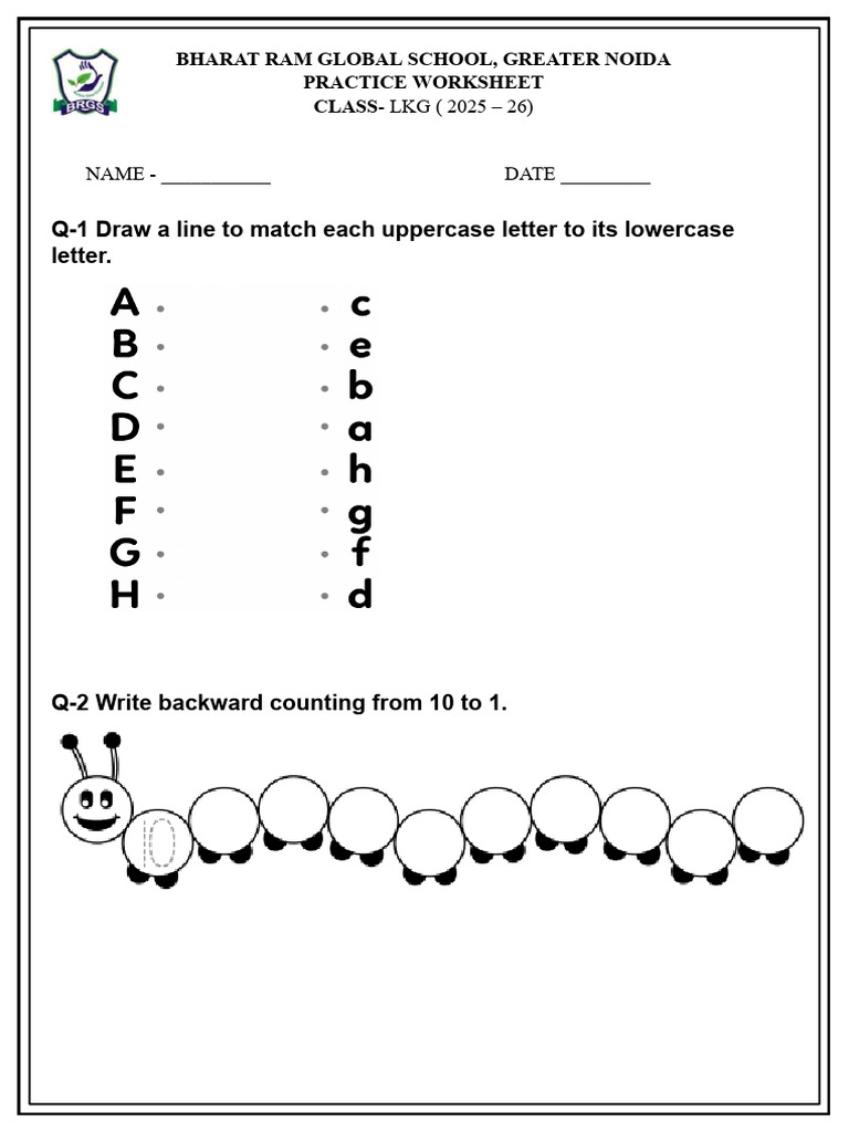 LKG HHW - Practice Worksheet 1 | PDF