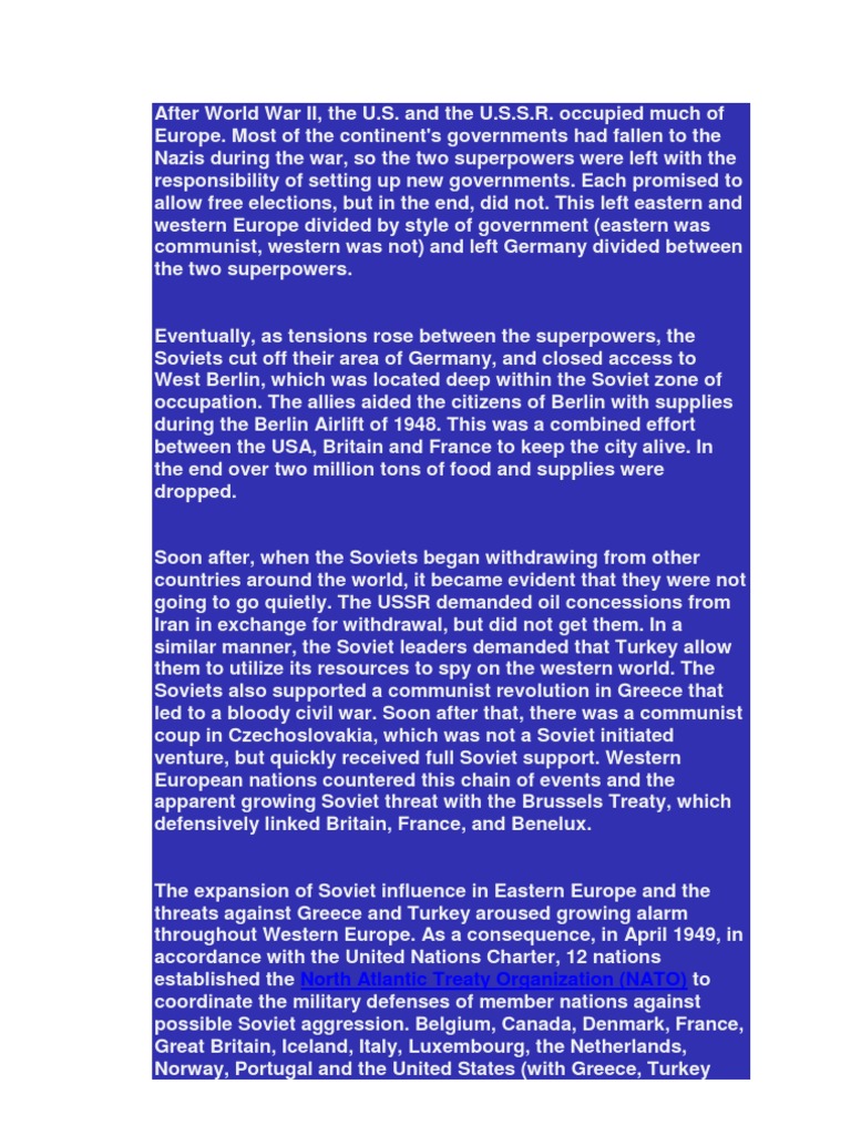 Why Nato Formed | PDF | Nato | Soviet Union