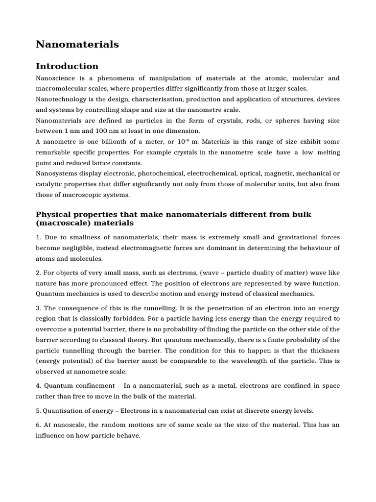 Nano Notes 1 | PDF