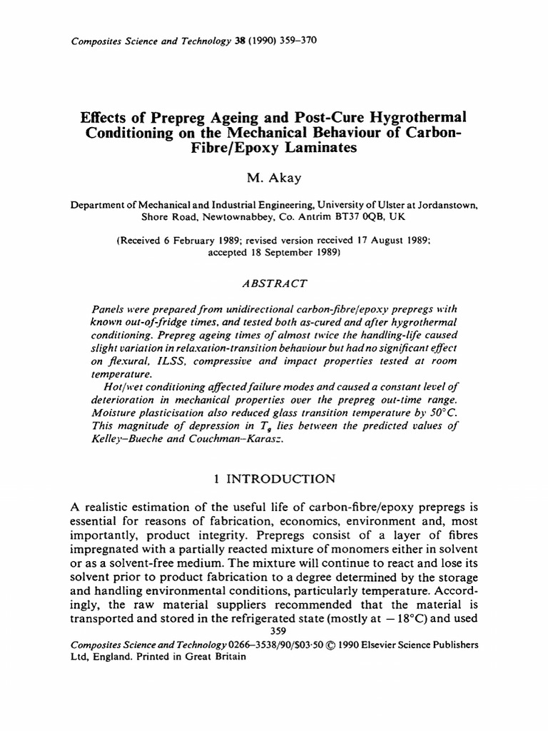 Effects of Prepreg Ageing and Post-Cure Hygrothermal Conditioning On ...