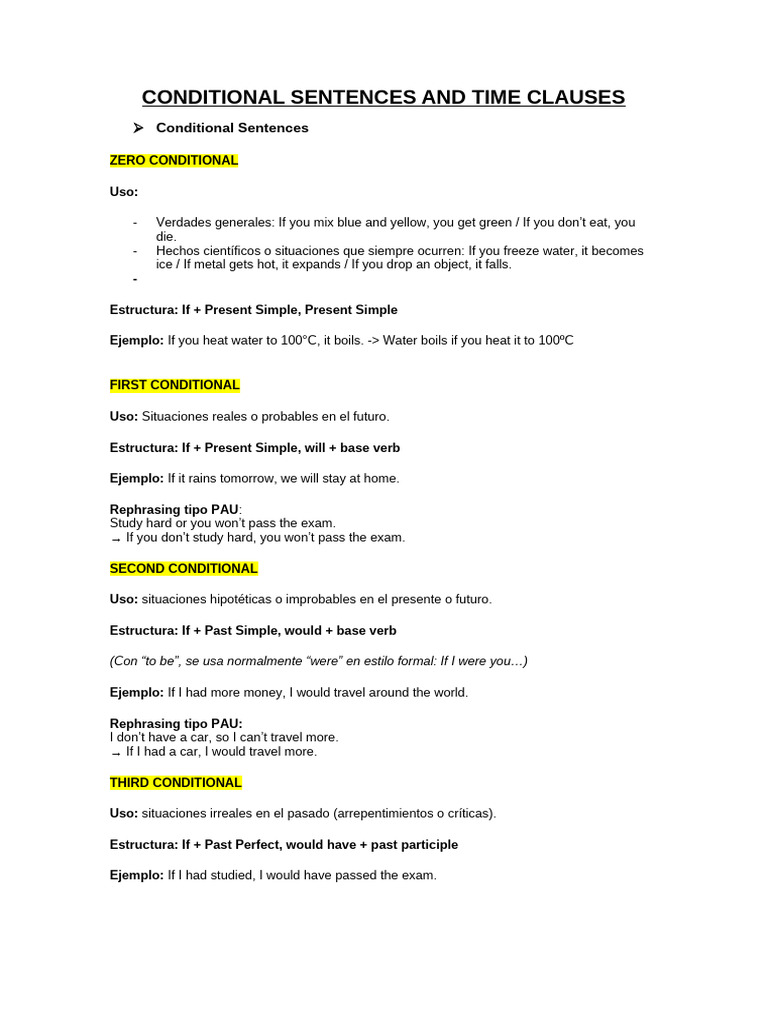 Conditional Sentences and Time Clauses (5) | PDF