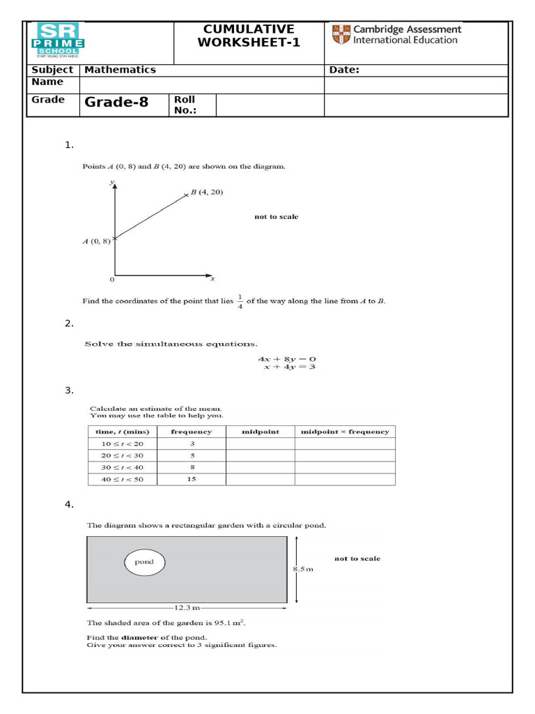 8th Cumulative Worksheet-1 | PDF