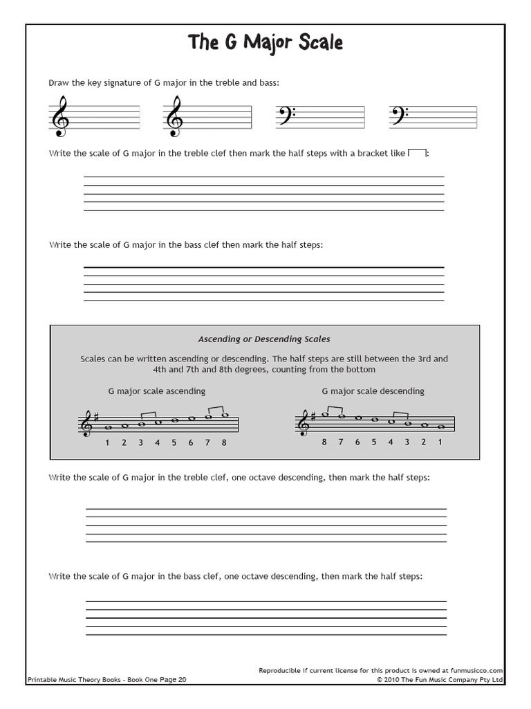 08 G Major Scale Worksheet | PDF