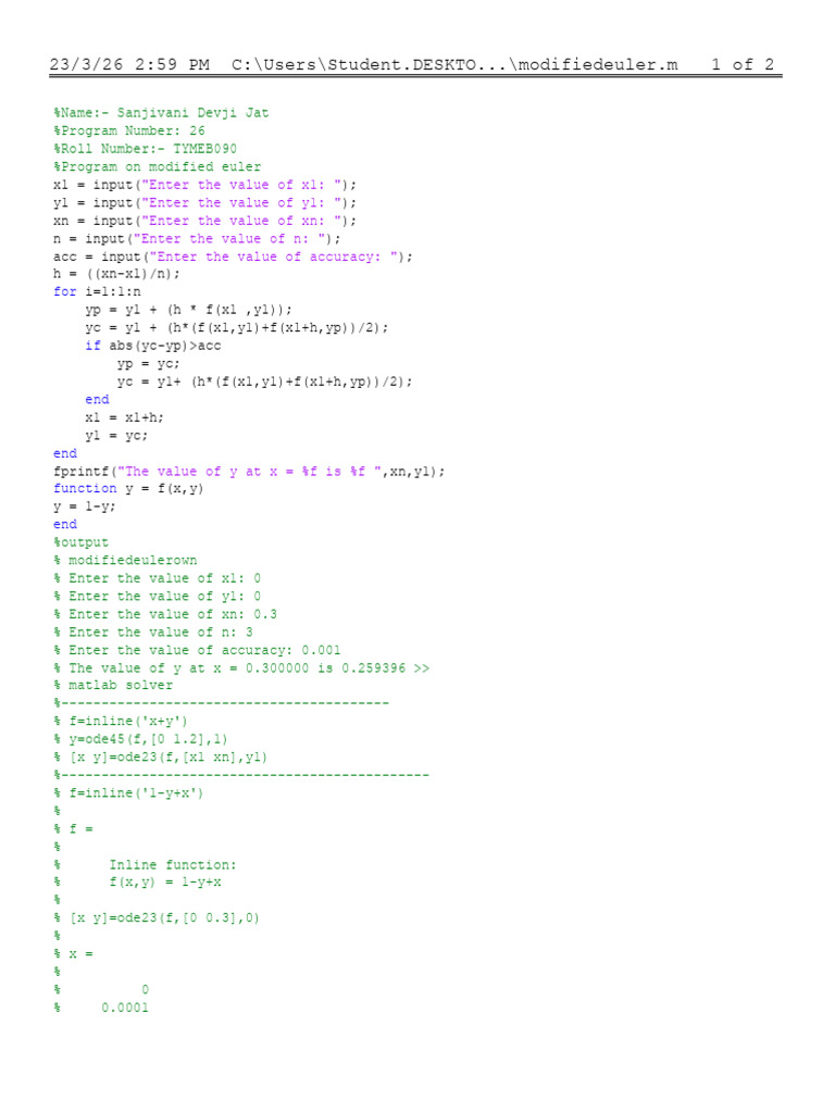 Modified Euler | PDF