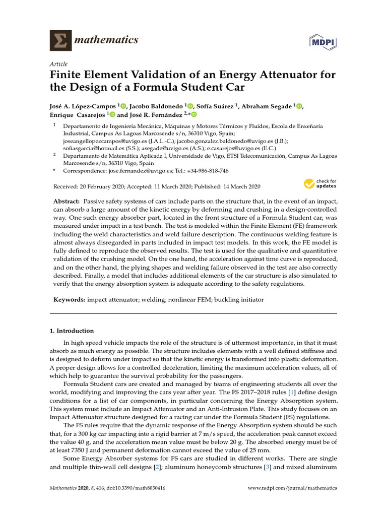 Finite Element Validation of An Energy Attenuator | PDF | Stress ...
