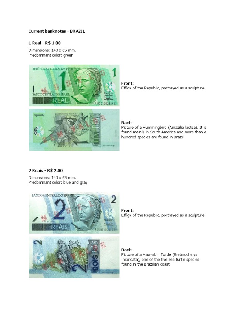 Current Brazilian Banknotes Overview | PDF | Brazil | Currency