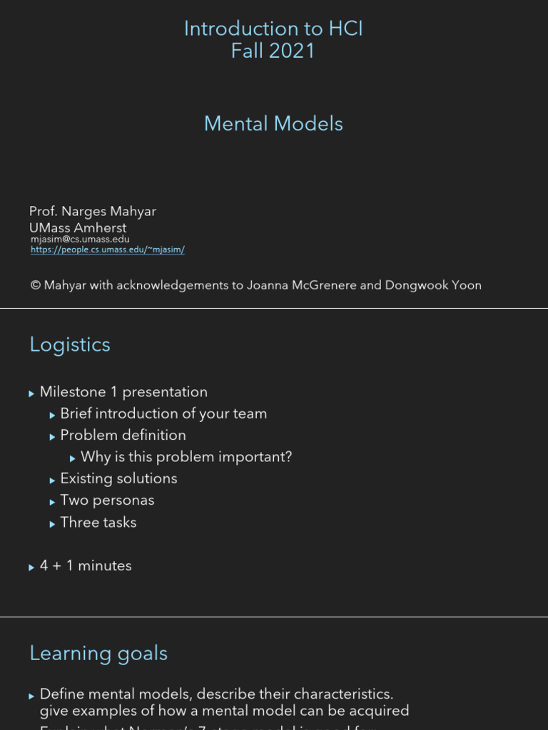 325 Lecture 11 Mental Models | PDF | Cognition | System