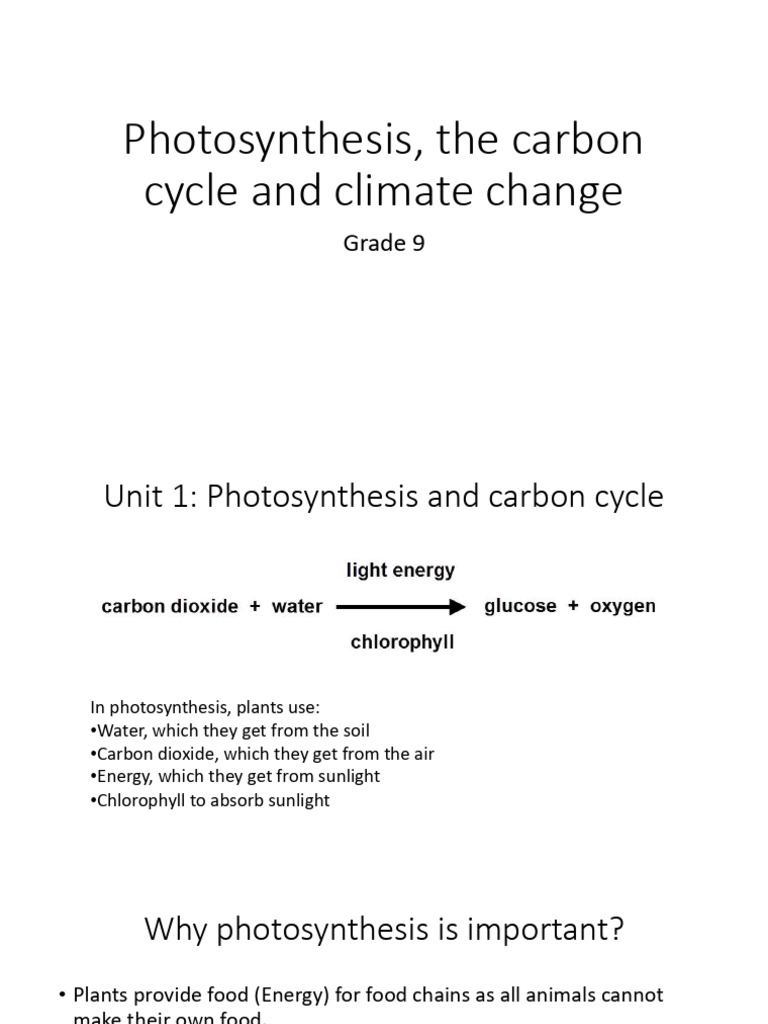 Unit 1 Photosynthesis, The Carbon Cycle and Climate Change | PDF ...