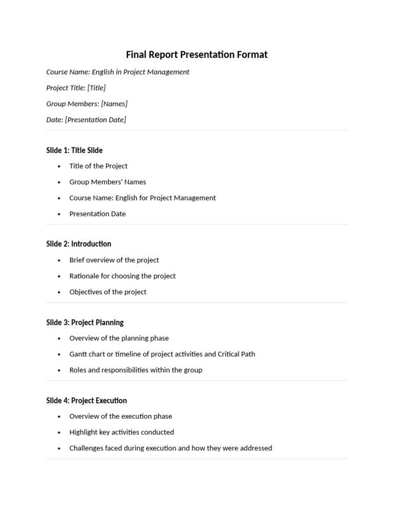 Final Report Presentation Format | PDF | Project Management