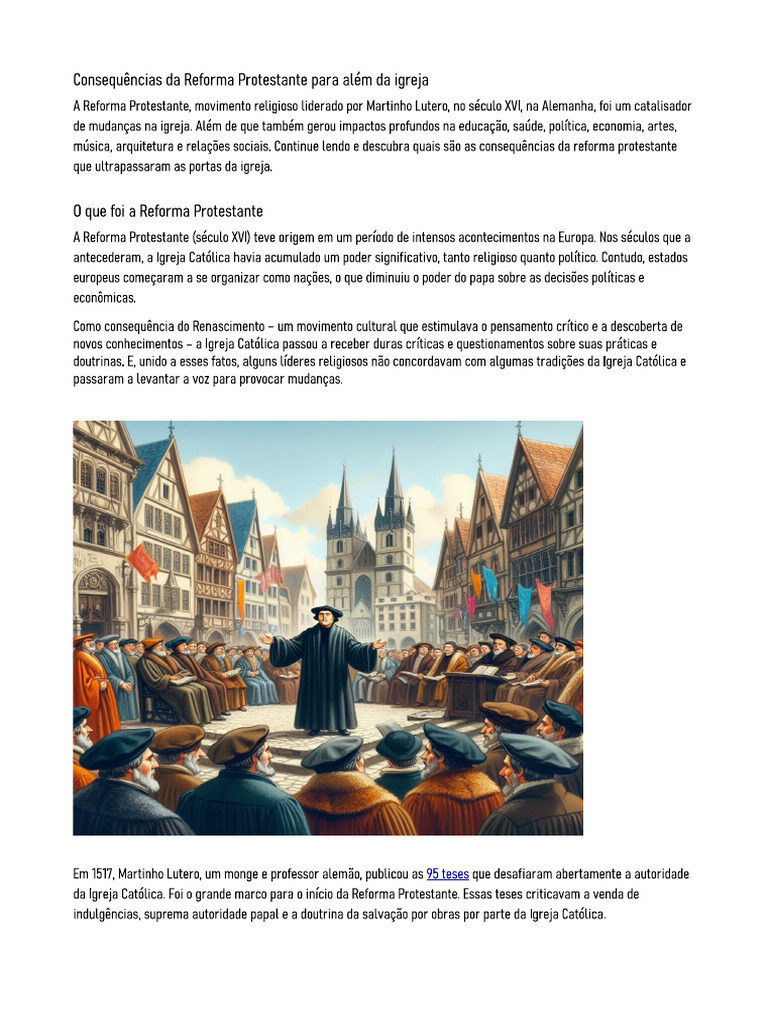 Consequências Da Reforma Protestante Para Além Da Igreja | PDF ...