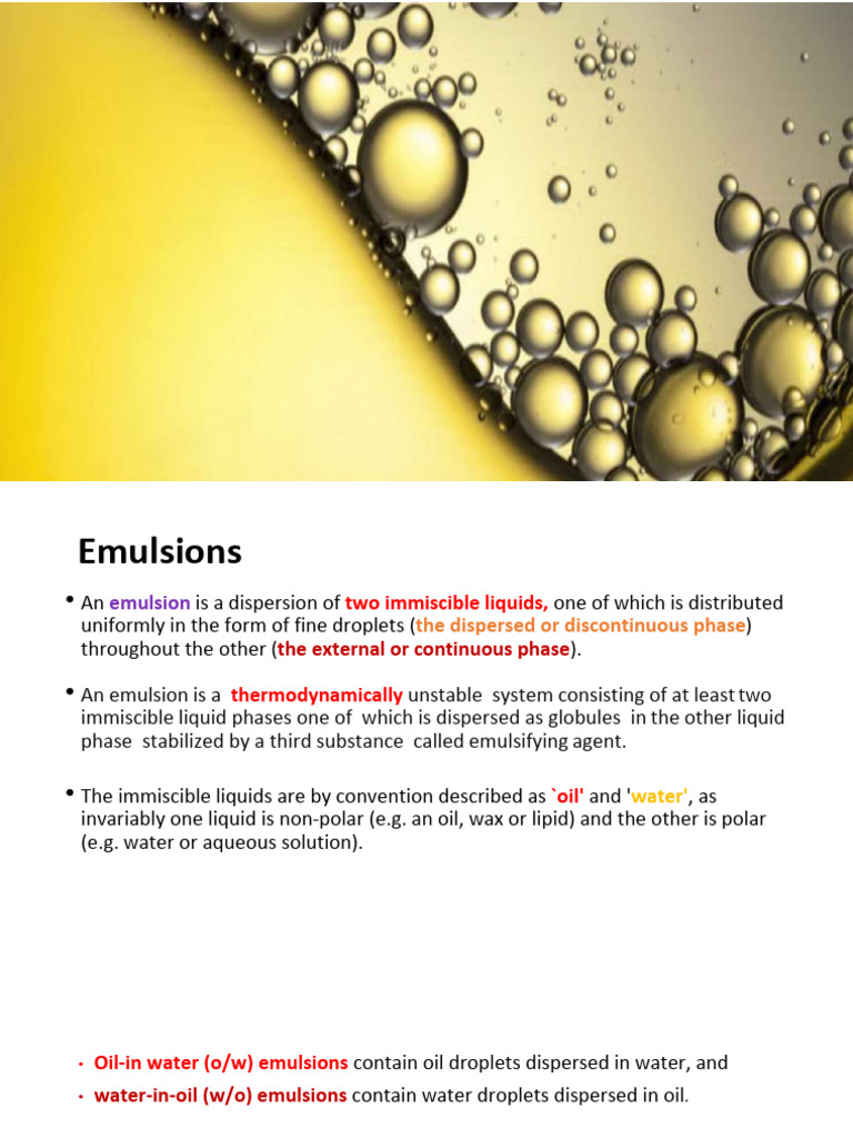 Emulsions Complete | PDF | Emulsion | Surfactant