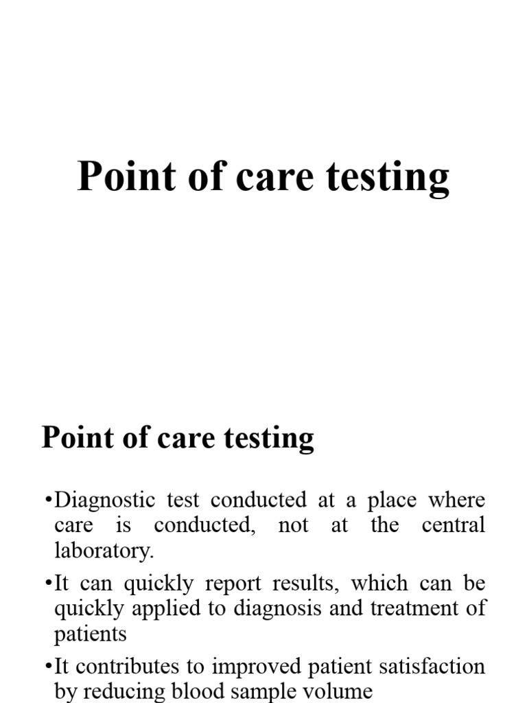 Point of Care Testing | PDF | Clinical Medicine | Medical Specialties
