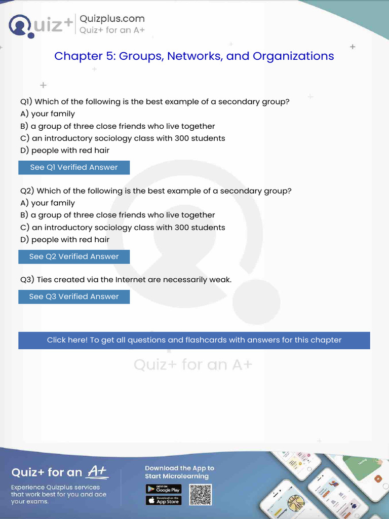Which of the Following is the Best Example of a Secondary Group | PDF ...