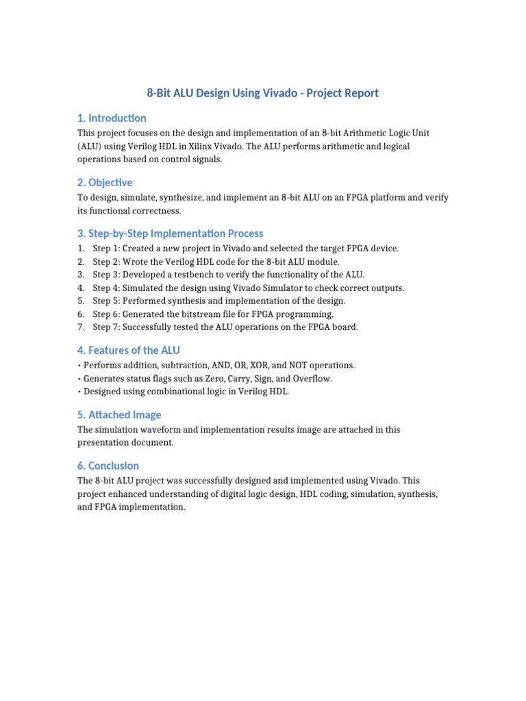 8 Bit ALU Project Report | PDF