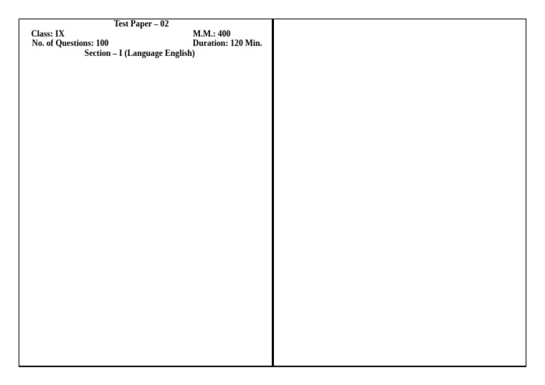 Test Paper 2 Class IX Draft | PDF
