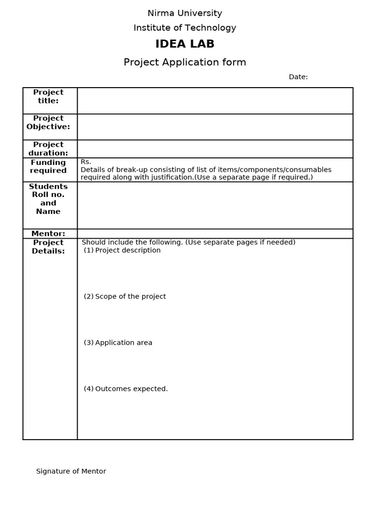 Idea Lab Project Application Form_2026_27 (2) | PDF