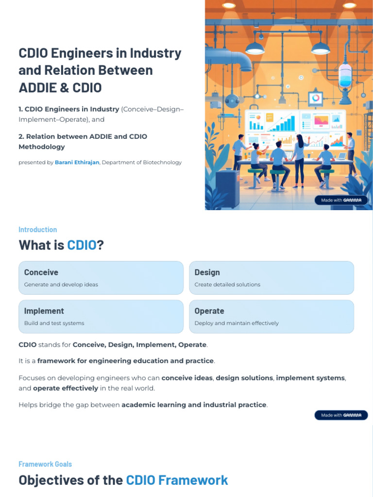 CDIO Engineers in Industry and Relation Between ADDIE and CDIO | PDF ...