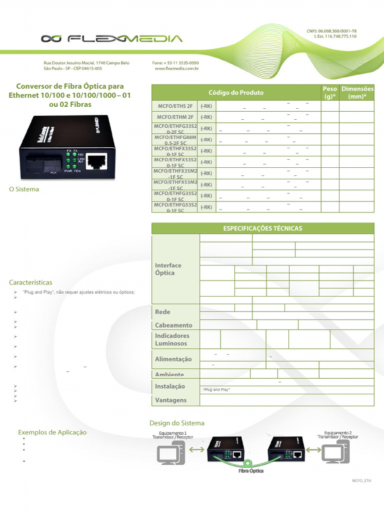 Flexmedia Conversor Eletro Optico MCFO | PDF