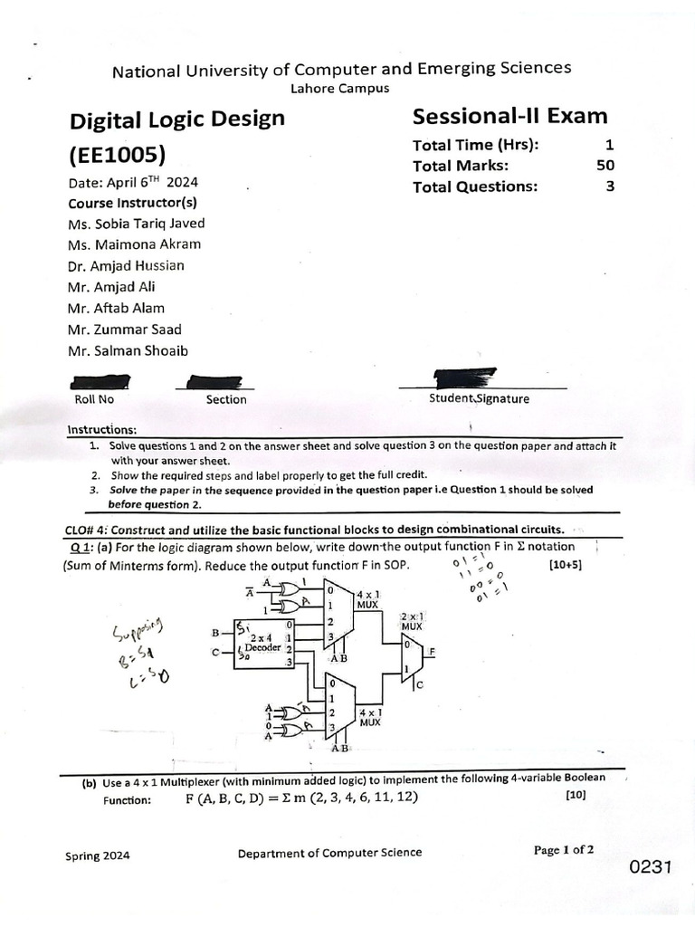 DLD Mid II Spring-2024 | PDF