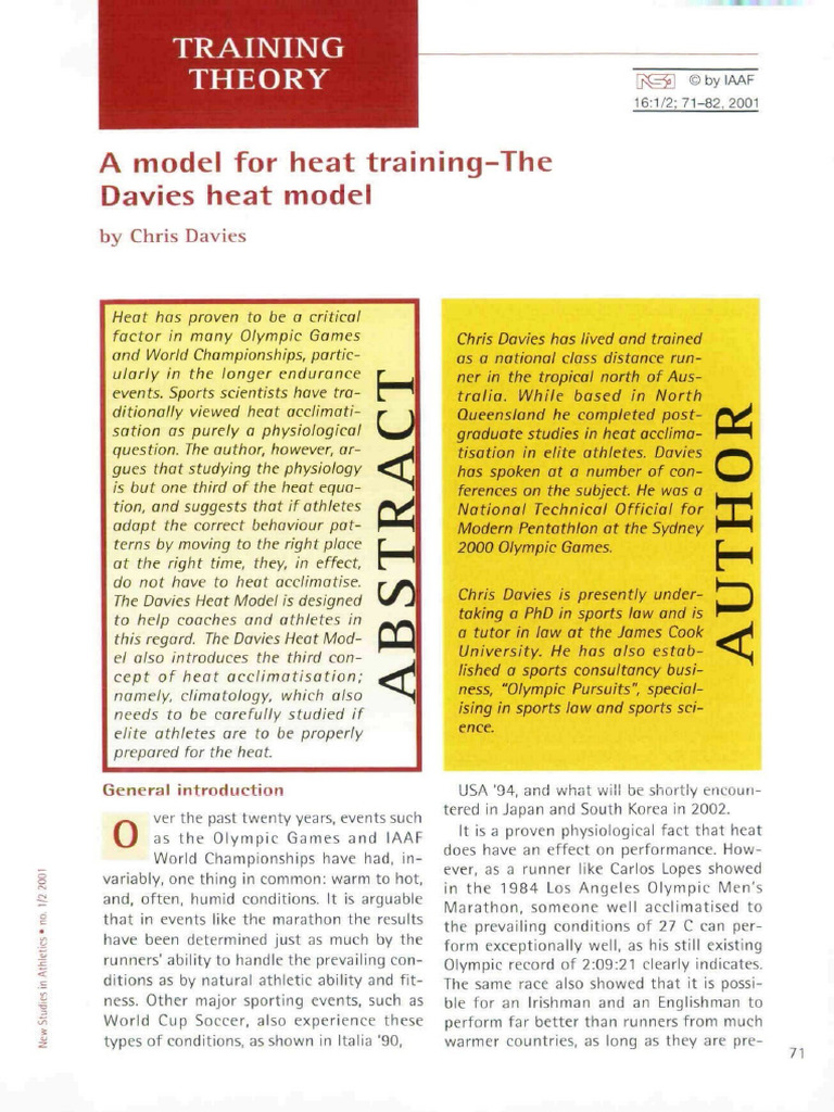A Model for Heat Training the Davies Heat m | PDF | Heat | Temperature
