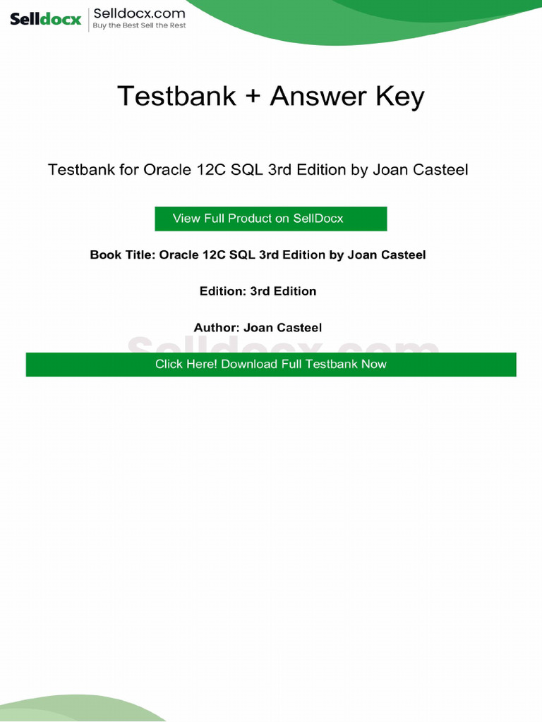 Question Bank for Oracle 12C SQL 3rd Edition by Joan Casteel | PDF ...