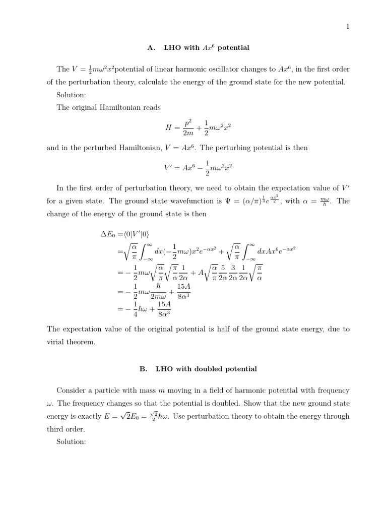 Perturb | PDF | Perturbation Theory (Quantum Mechanics) | Quantum Mechanics
