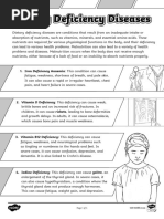 Deficiency Diseases Learning Chart | PDF