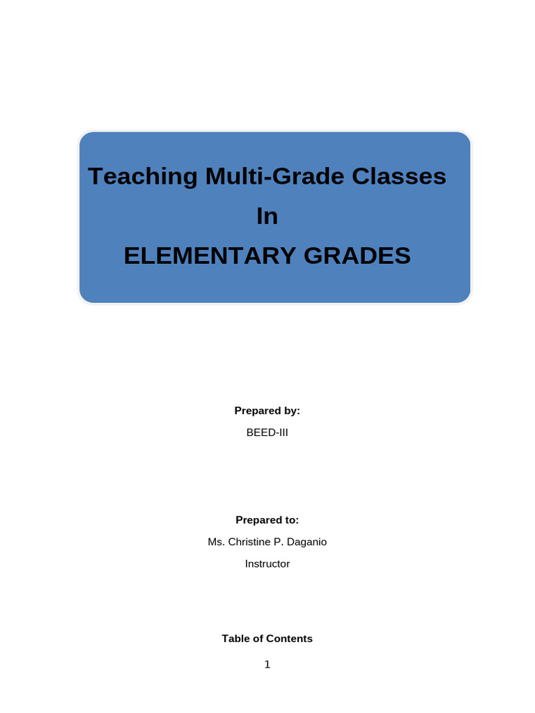 Teaching Multi Grade Module Final 1 | PDF | Teachers | Classroom Management