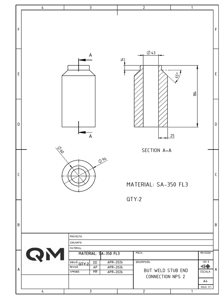 But Weld Stub End Connection NPS2 | PDF