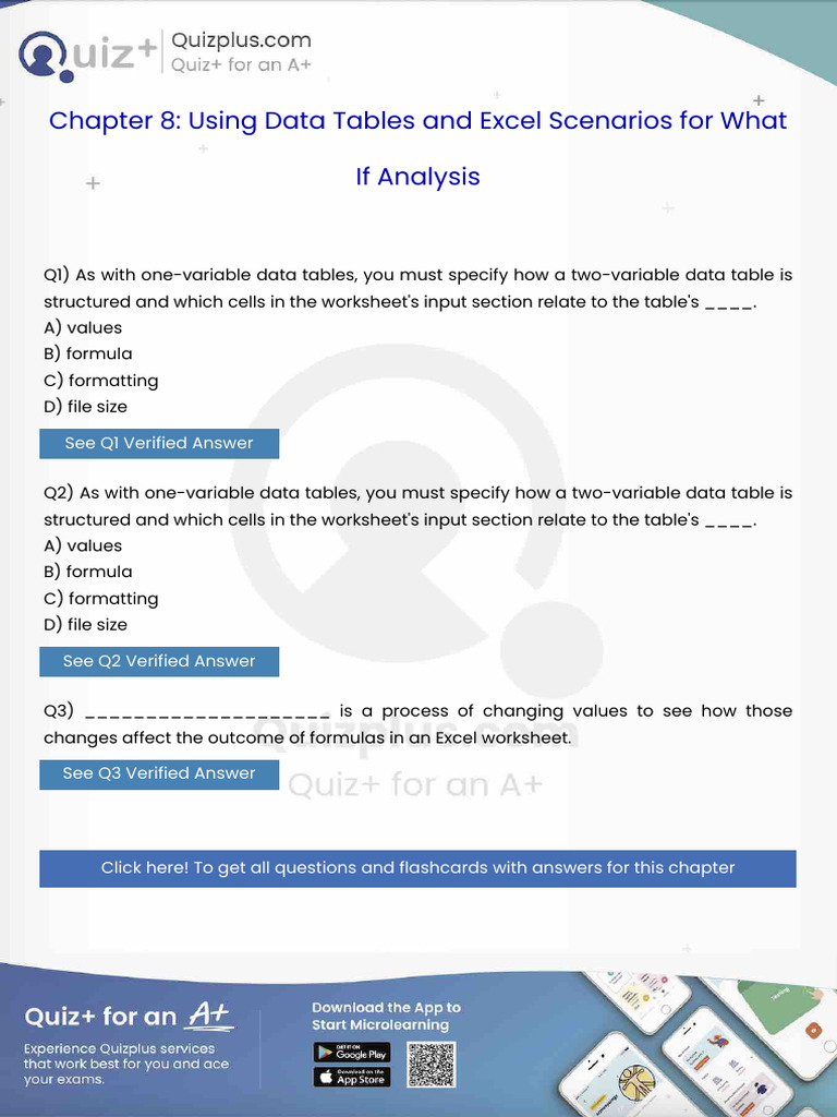 As With Onevariable Data Tables You Must Specify How a Twovariable Data ...