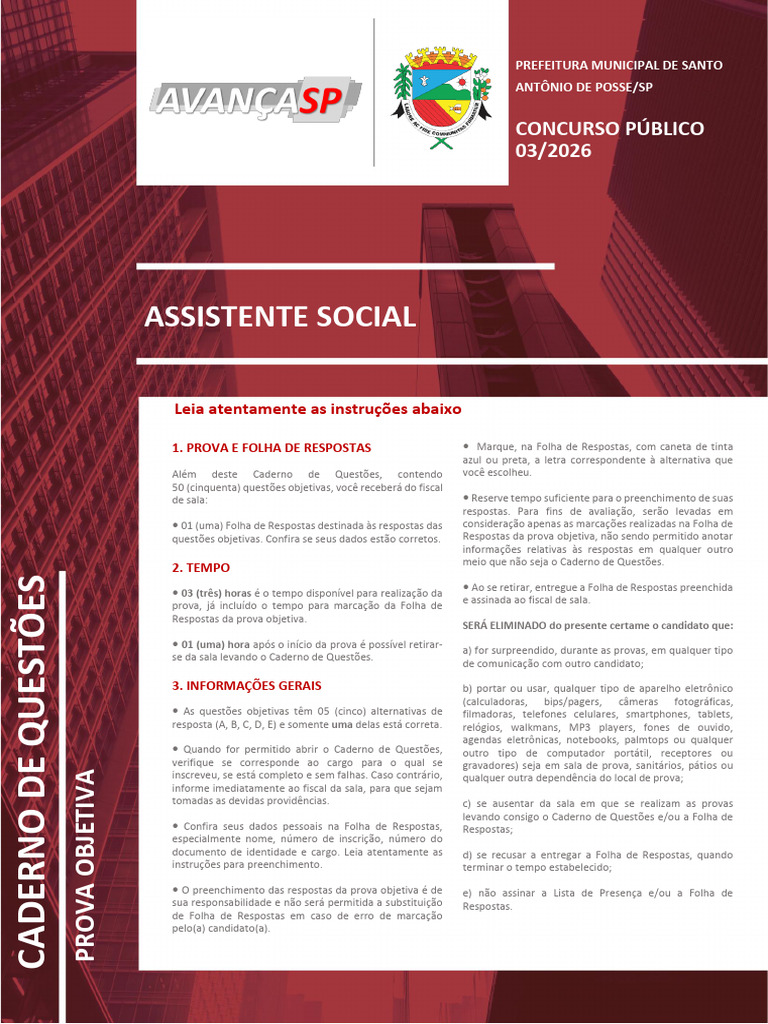Assistente Social Prefeitura Municipal de Santo Antônio de Posse ...