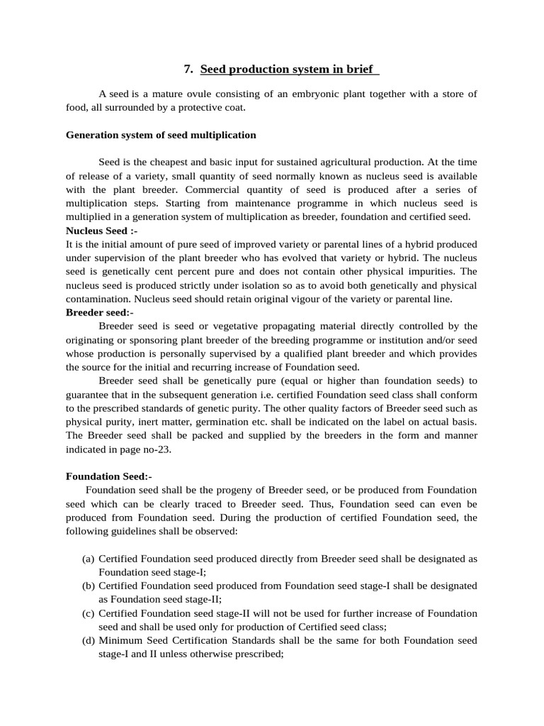 8. Seed Production System | PDF | Plant Breeding | Seed