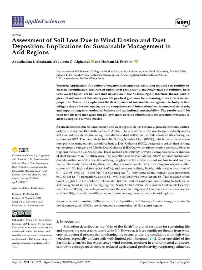 Assessment of Soil Loss Due To Wind Erosion and Du | PDF | Soil | Dust