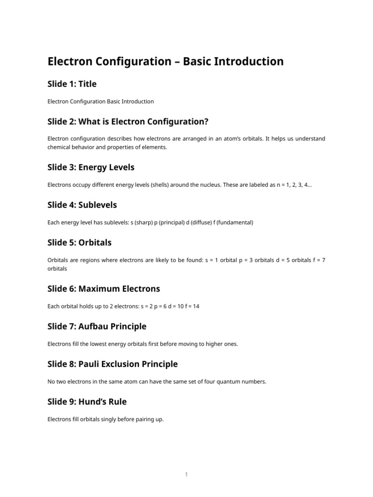 Electron Configuration Presentation | PDF