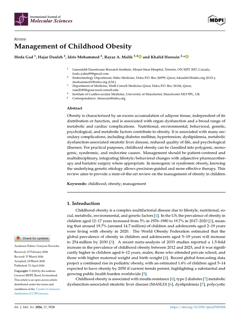 Management of Childhood Obesity | PDF | Obesity | Diabetes
