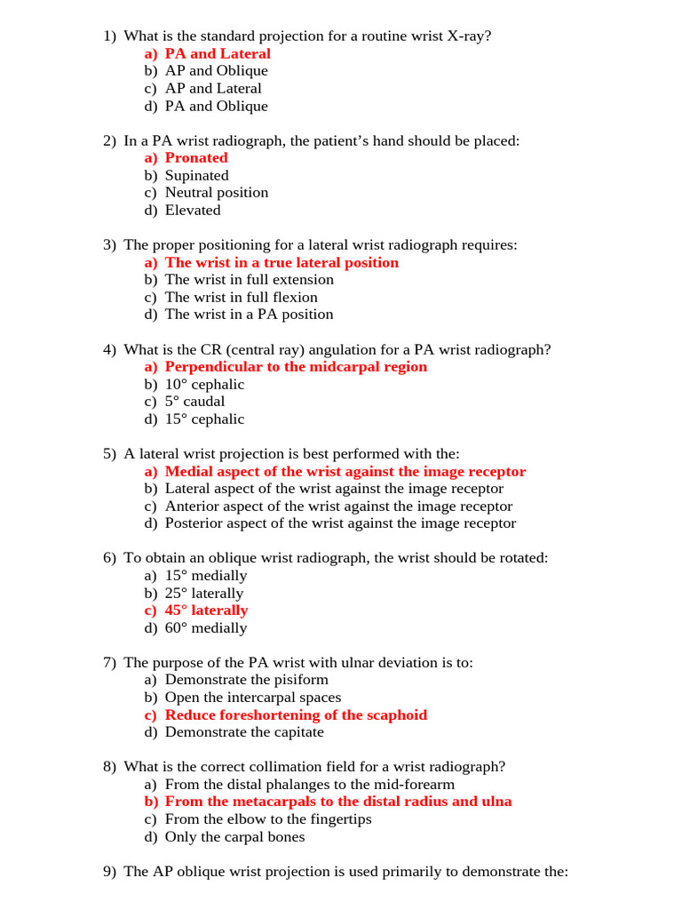 Rad 371 Revision Questions From Rad Edim_091535 | PDF | Hand | Shoulder