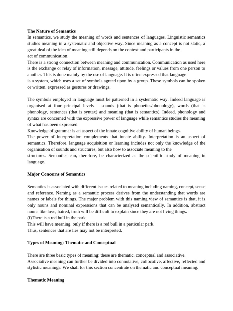 Types of Eaning in Semantics | PDF | Semantics | Cognitive Science