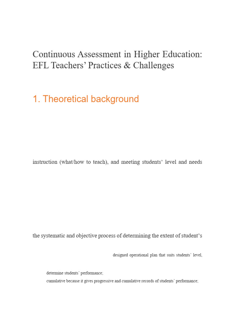 Continuous Assessment in Higher Education | PDF | Educational ...