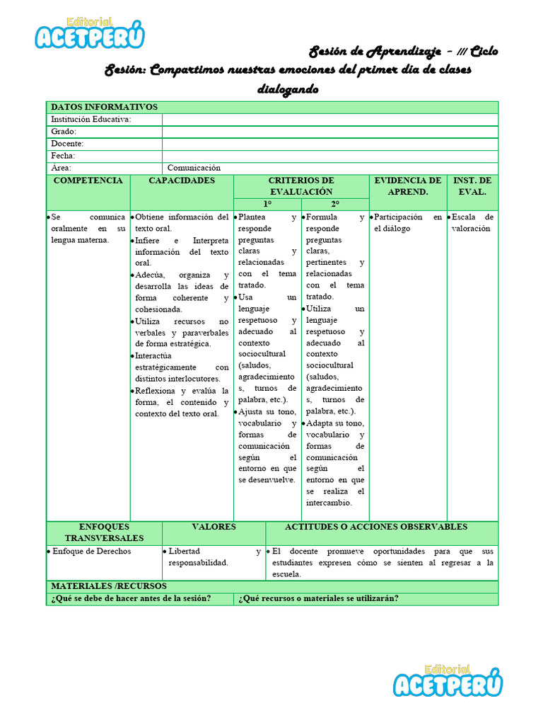 Iii Cicl0 - Com - 2026 | PDF | Aprendizaje | Las emociones