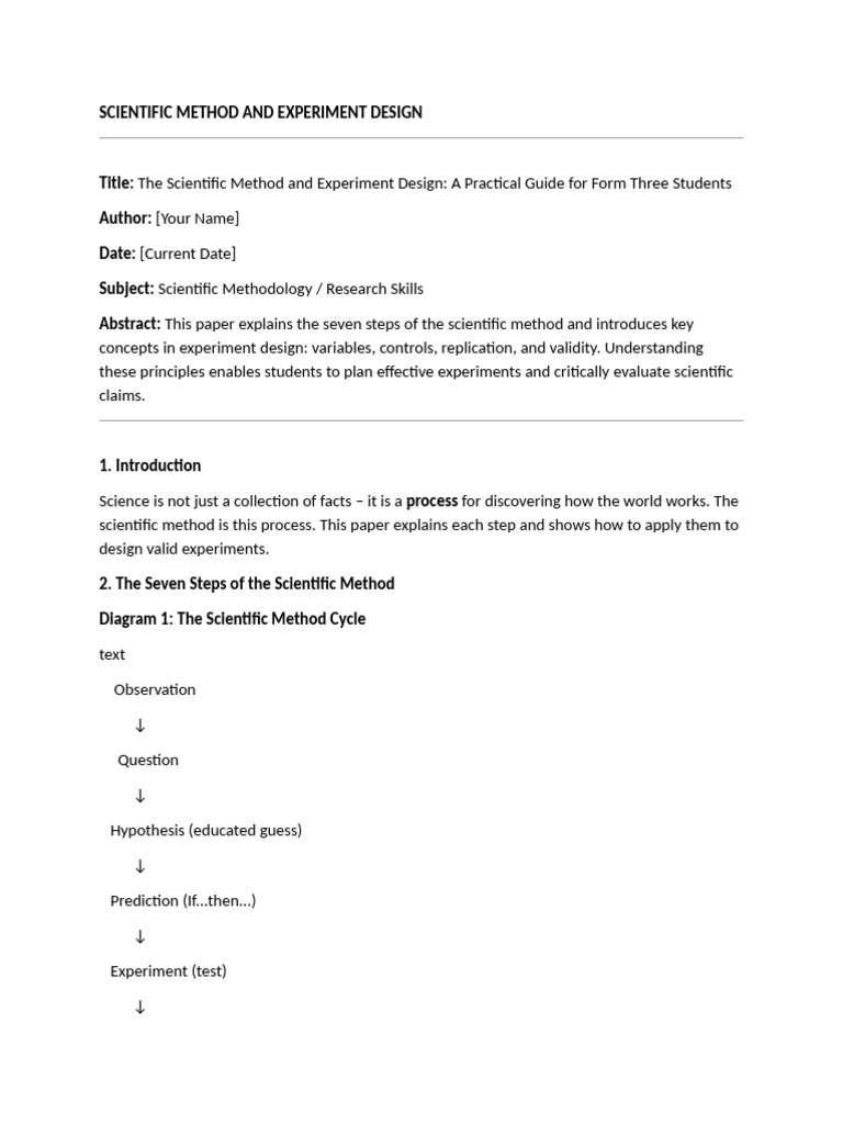 Scientific Method and Experiment Design | PDF | Scientific Method ...