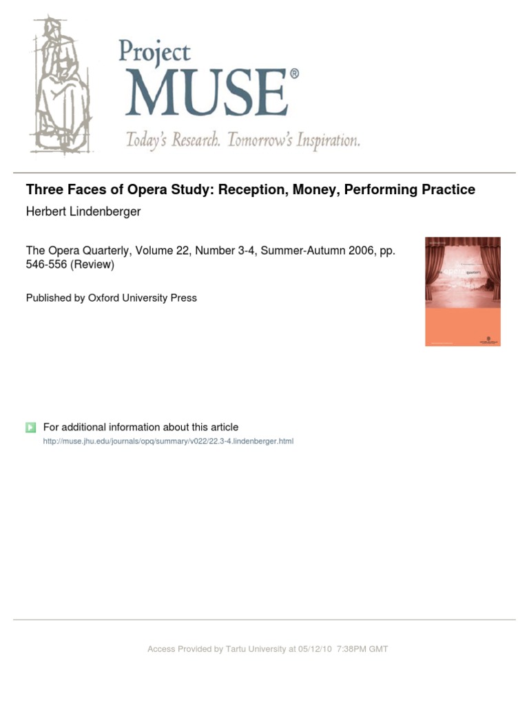 Three Faces of Opera Study: Reception, Money, Performing Practice | PDF ...