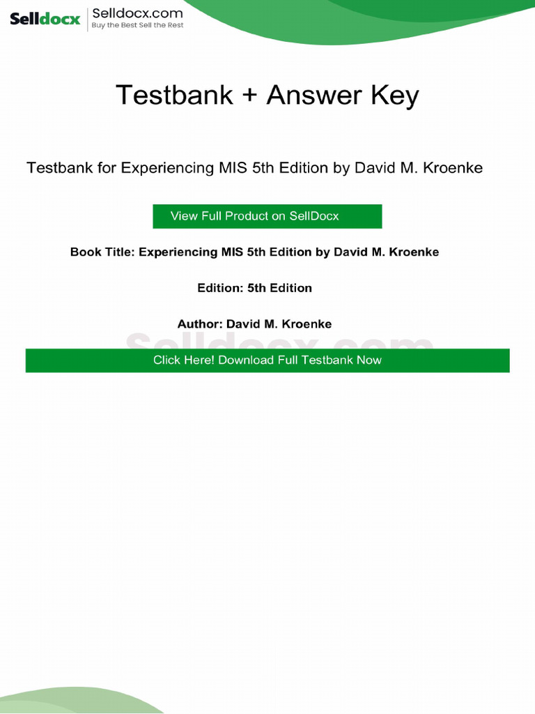 Question Bank for Experiencing MIS 5th Edition by David M Kroenke | PDF ...