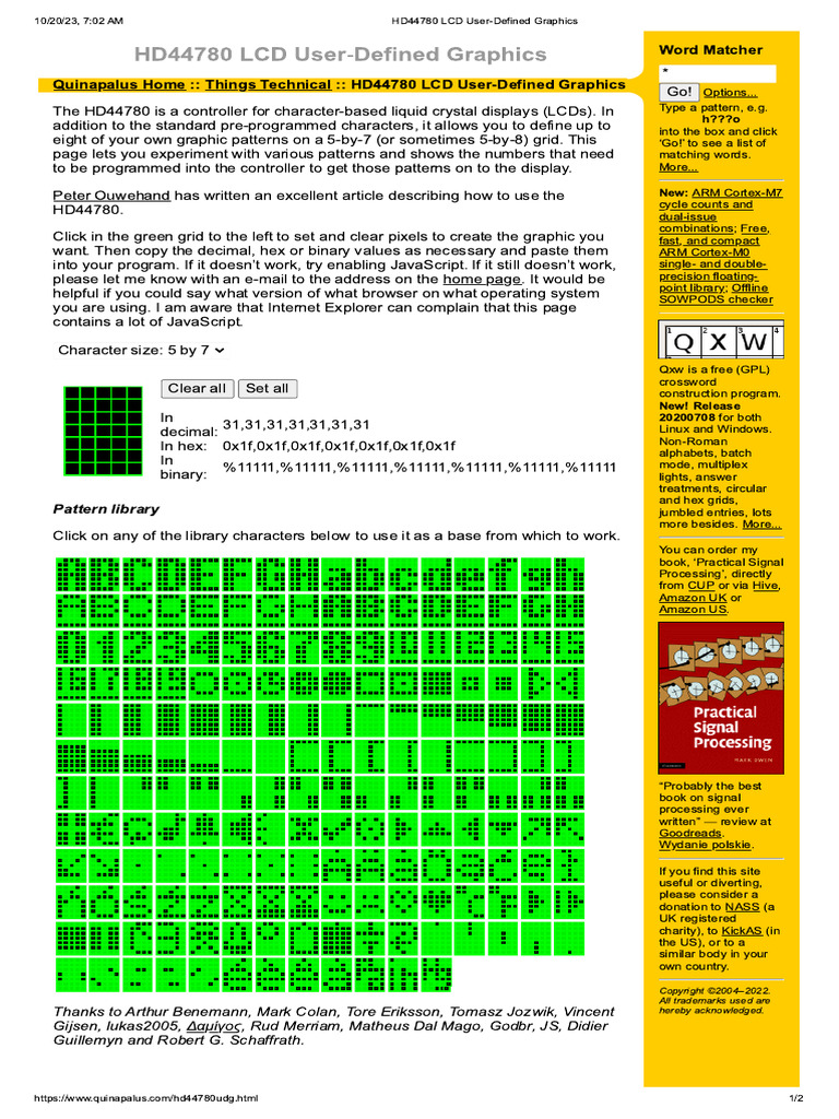 HD44780 LCD User-Defined Graphics | PDF