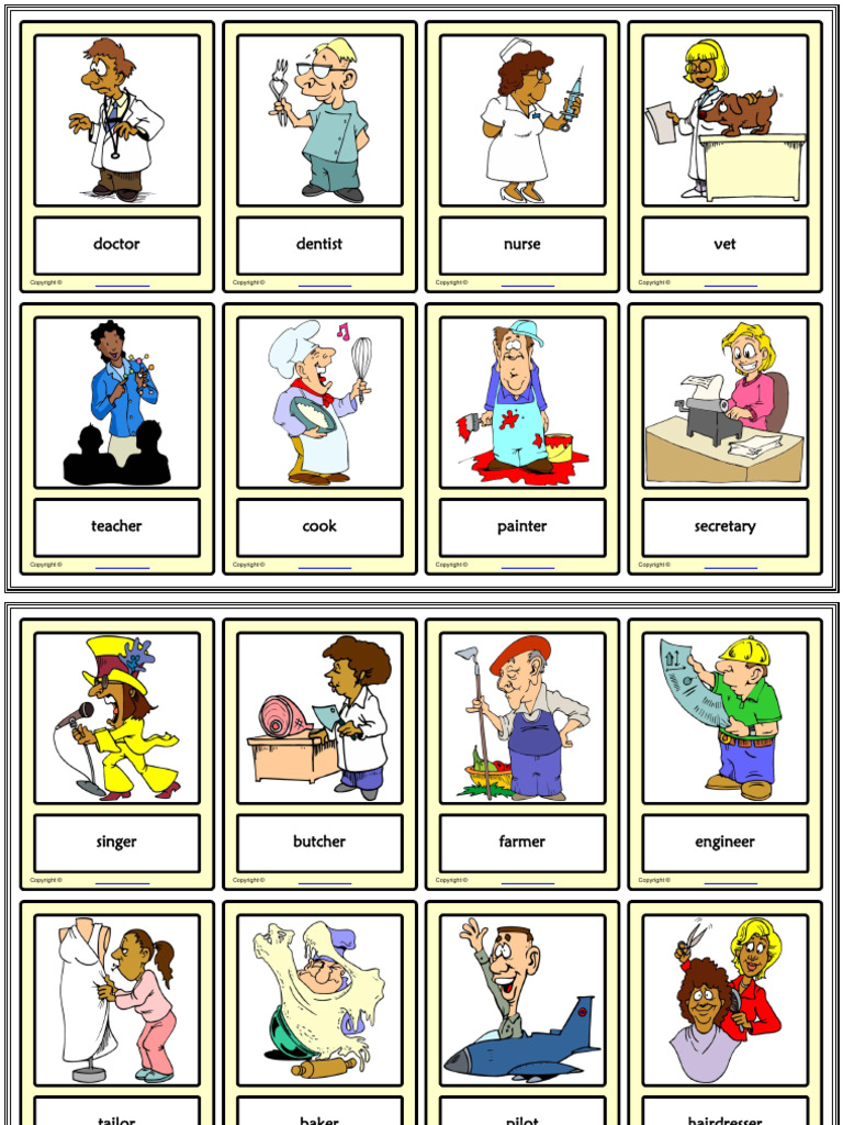 occupations vocabulary esl printable learning cards for kids | PDF ...
